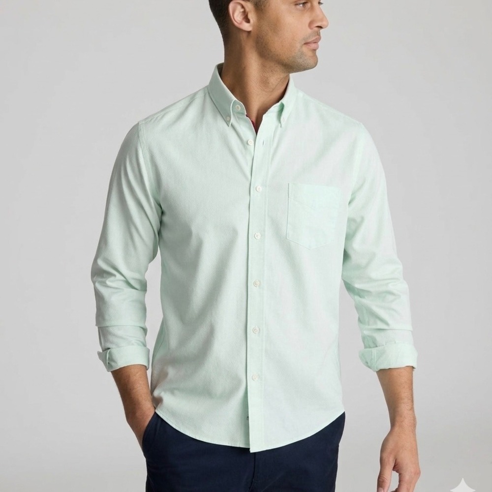 UNTUCKit Mens Large Slim Fit Wrinkle Free Shirt Mint Green Button Up Long Sleeve
